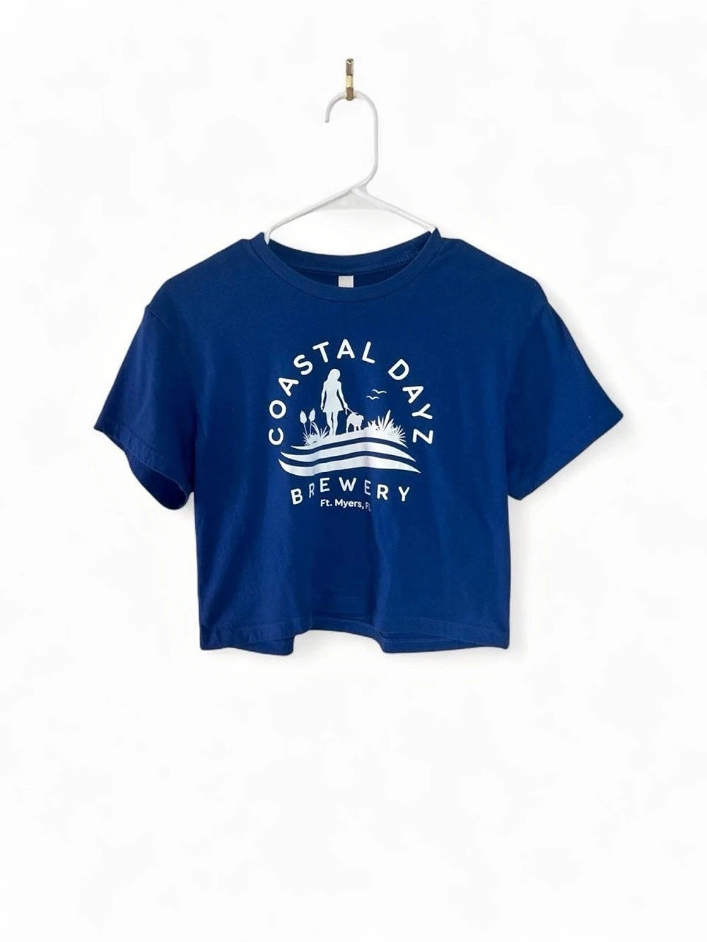 Ideal by Next Level Cropped Graphic Tee in Blue Small Like New
